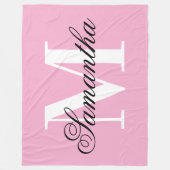 Zwart-wit Big Monogram Roze Fleece Deken (Voorkant)