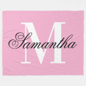 Zwart-wit Big Monogram Roze Fleece Deken (Voorkant (Horizontaal))