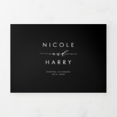 Zwart-wit bij laatste minimalistische scriptbruilo drieluik uitnodiging (Cover)