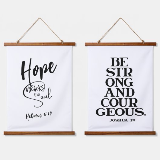 Zwart-wit Bijbel Verse Set van twee Hangend Wandkleed (Dubbel)