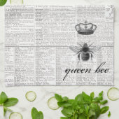 Zwart-wit  bijenkoningin 🐝 theedoek (Gevouwen)