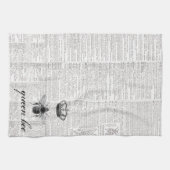 Zwart-wit  bijenkoningin 🐝 theedoek (Horizontaal)