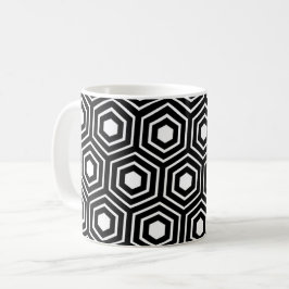 Zwart Wit Bijenkorf Hexagon Stripes Patroon Koffiemok