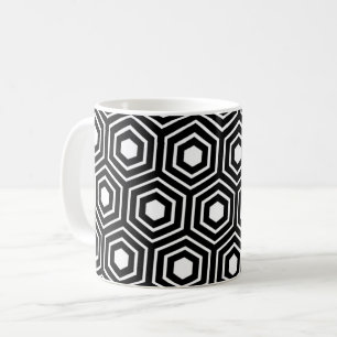 Zwart Wit Bijenkorf Hexagon Stripes Patroon Koffiemok