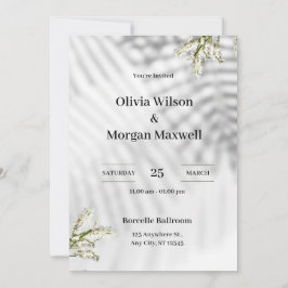 Zwart-wit biologische bruiloft uitnodiging
