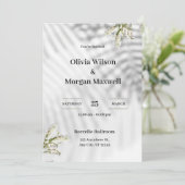 Zwart-wit biologische bruiloft uitnodiging (Staand voorkant)