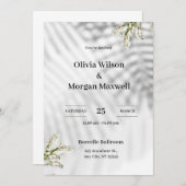 Zwart-wit biologische bruiloft uitnodiging (Voorkant / Achterkant)