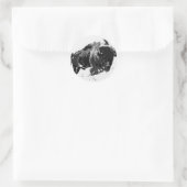 Zwart-wit Bison/buffalo Ronde Sticker (Tas)