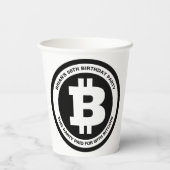 Zwart-wit Bitcoin-symbool Aangepast bericht Papieren Bekers (Achterkant)