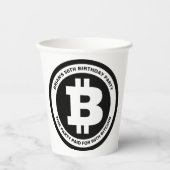 Zwart-wit Bitcoin-symbool Aangepast bericht Papieren Bekers (Voorkant)