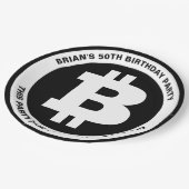 Zwart-wit Bitcoin-symbool Aangepast bericht Papieren Bordje (Gekanteld)
