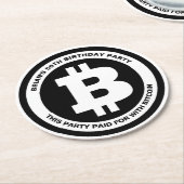 Zwart-wit Bitcoin-symbool Aangepast bericht Ronde Kartonnen Onderzetter (Gebogen)