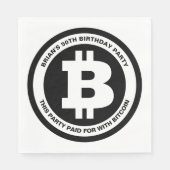 Zwart-wit Bitcoin-symbool Aangepast bericht Servet (Voorkant)