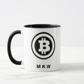Zwart-wit Bitcoin Symbool Logo Monogrammed Mok (Links)