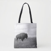 Zwart-wit bizon op een heuvel tote bag (Voorkant)