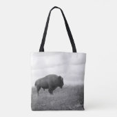 Zwart-wit bizon op een heuvel tote bag (Achterkant)