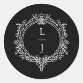 zwart-wit blad Crest-huwelijk Ronde Sticker (Voorkant)