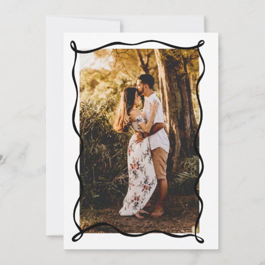 zwart wit blad | Monogram Fotobruiloft Kaart (Achterkant)