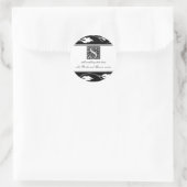 Zwart-wit blad monogram S Ronde Sticker (Tas)