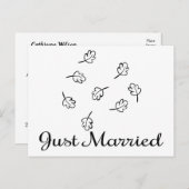 Zwart-wit blad net getrouwd bruidsbladeren aankondigingskaart (Voorkant / Achterkant)