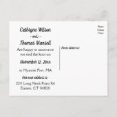 Zwart-wit blad net getrouwd bruidsbladeren aankondigingskaart (Achterkant)