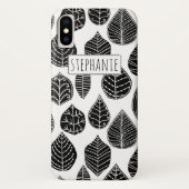 Zwart-wit blad patroon en naam Case-Mate iPhone case (Achterkant)