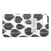 Zwart-wit blad patroon en naam Case-Mate iPhone case (Achterkant (Horizontaal))