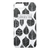 Zwart-wit blad patroon en naam Case-Mate iPhone case (Achterkant)