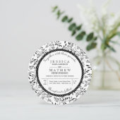 Zwart wit blad patroon moderne florale bruiloft kaart (Staand voorkant)
