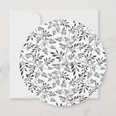 Zwart wit blad patroon moderne florale bruiloft kaart (Achterkant)