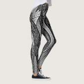 Zwart-wit blad vormt hedendaags ontwerp leggings (Rechts)
