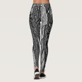 Zwart-wit blad vormt hedendaags ontwerp leggings (Achterkant)