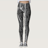 Zwart-wit blad vormt hedendaags ontwerp leggings (Voorkant)