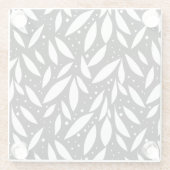 Zwart-wit bladblad glazen onderzetter (Achterkant)