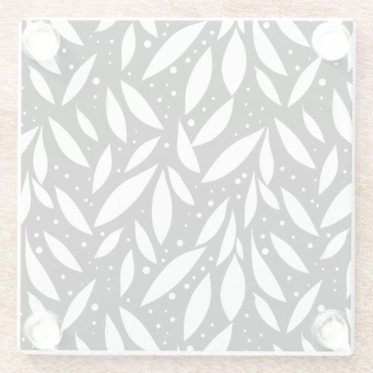 Zwart-wit bladblad glazen onderzetter (Achterkant)