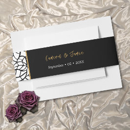 Zwart Wit Bladblad Rand Namen Datum Uitnodigingen Wikkel