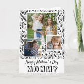 Zwart-wit bladeren Happy Mother`s Day 3 Foto Kaart (Voorkant)