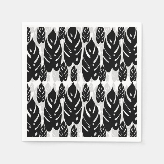 Zwart-wit bladeren ontwerp servet (Voorkant)