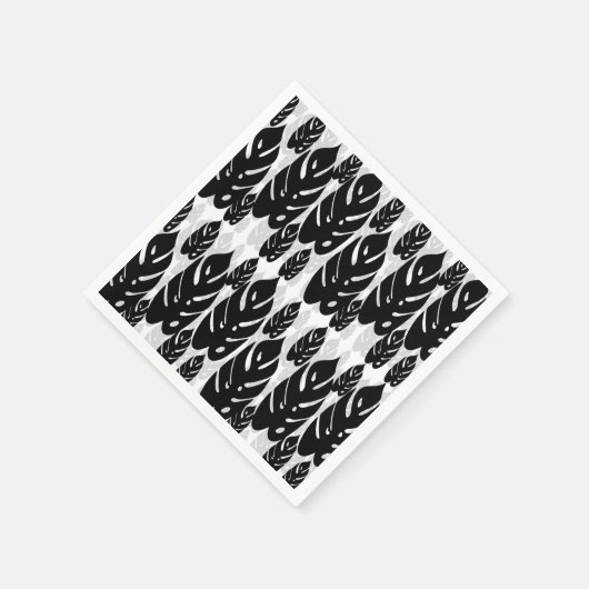 Zwart-wit bladeren ontwerp servet (Hoek)