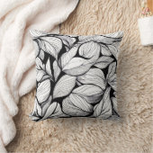 Zwart-Wit Bladerenpatroon Kussen (Deken)