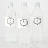 zwart-wit bladgroen Wapen trouwkaart Waterfles Etiket (Flessen)