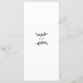 zwart-wit bladmotief Crest bruiloft Menu (Achterkant)