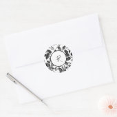 Zwart-wit bladontwerp ronde sticker (Envelop)