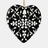 Zwart wit bladpatroon keramisch ornament (Rechts)