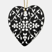 Zwart wit bladpatroon keramisch ornament (Links)