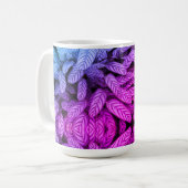 Zwart-wit bladpatroon koffiemok (Voorkant links)