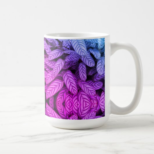 Zwart-wit bladpatroon koffiemok (Rechts)