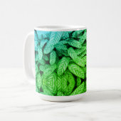 Zwart-wit bladpatroon koffiemok (Voorkant links)