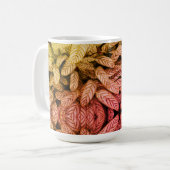 Zwart-wit bladpatroon koffiemok (Voorkant links)
