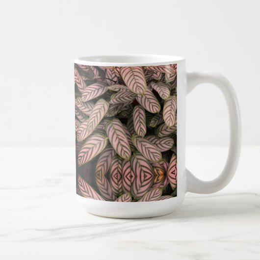 Zwart-wit bladpatroon koffiemok (Rechts)